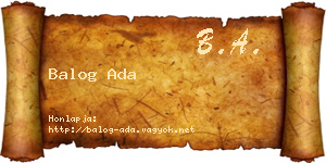 Balog Ada névjegykártya